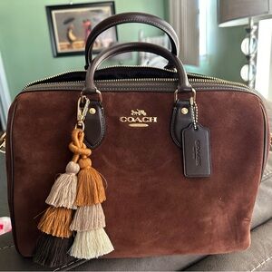 Coach Brown Suede Large Rowan Bag